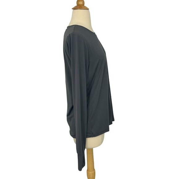Spanx Soft Spot Wrap Top Gray Long Sleeve Thumbholes Open Back Athleisure Size M - Picture 3 of 8